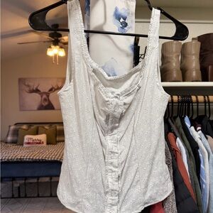SHEIN White Eyelet Button-Up Camisole